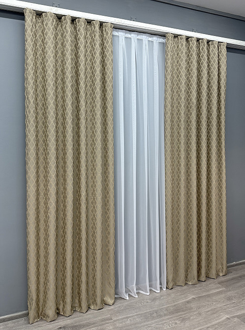 Комплект готових штор VR-Textil Жакард RUBI № 1760ш Сіро-бежевий 150х300 см 2 шт (33-0719) Київ - фото 4