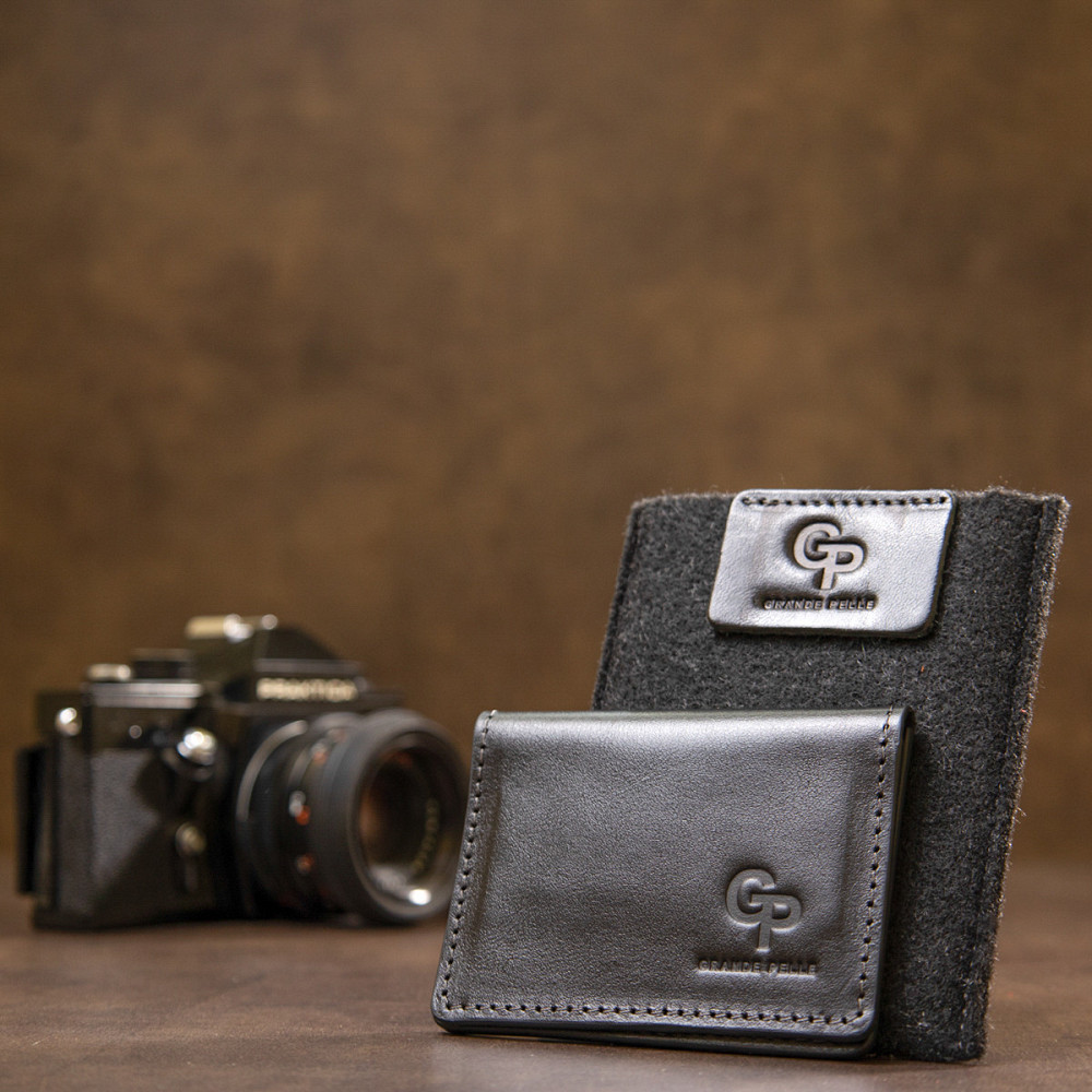 Шкіряна візитниця Чорний (GRANDE PELLE) Київ - фото 13