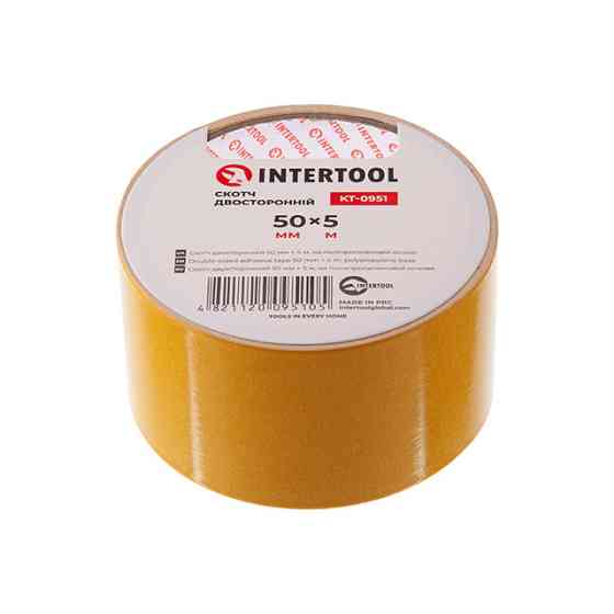 Скотч двусторонний, 5 м, 50 мм, на полипропиленовой основе INTERTOOL KT-0951 Киев