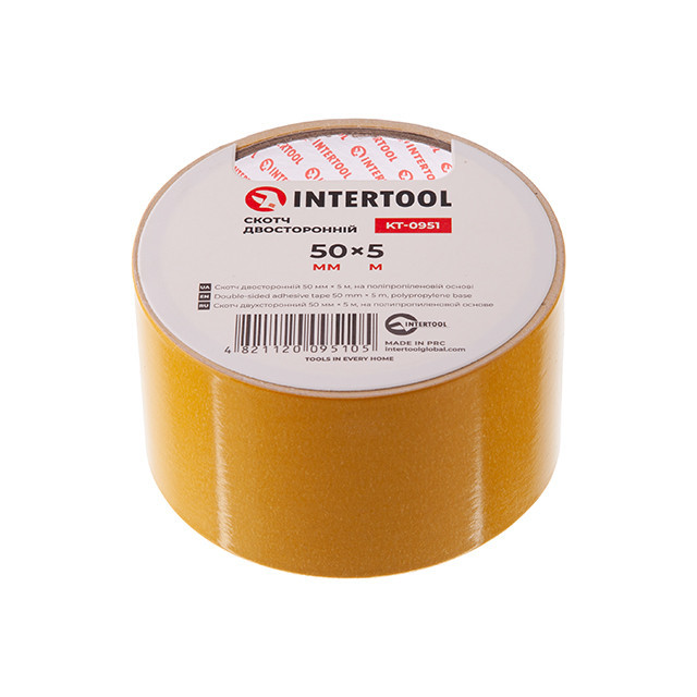 Скотч двусторонний, 5 м, 50 мм, на полипропиленовой основе INTERTOOL KT-0951 Киев - изображение 2