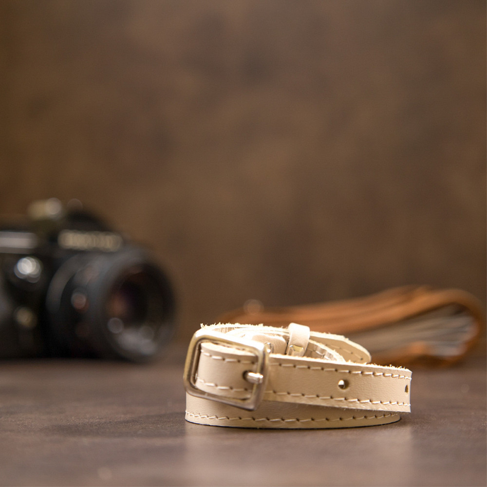 Тонкий жіночий шкіряний ремінь GRANDE PELLE 11444 Бежевий Київ - фото 2