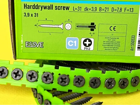 Саморізи на стрічці Essve Band 3, 9*31 мм для твердого гіпсокартону (1000 шт.) -Арт. 550533 Дніпро