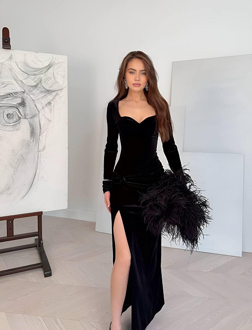 Жіноча приваблива елегантна довга сукня  королівський щільний оксамит Одеса - фото 4