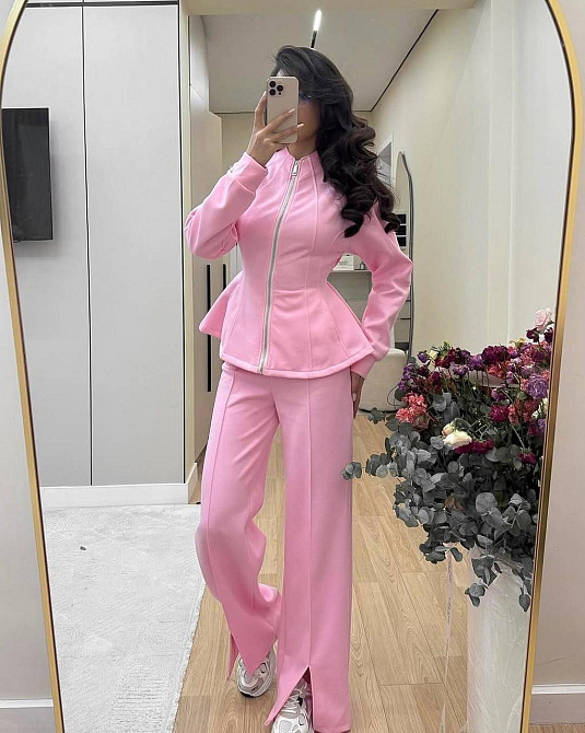 Женский стильный повседневный костюм двойка турская петля Розовый, 46/48 Одесса - изображение 4