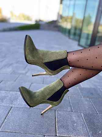 Nivelle Жіночі черевики NIVELLE зелені натуральна замша каблук 11см 36р. (3615) Коломия