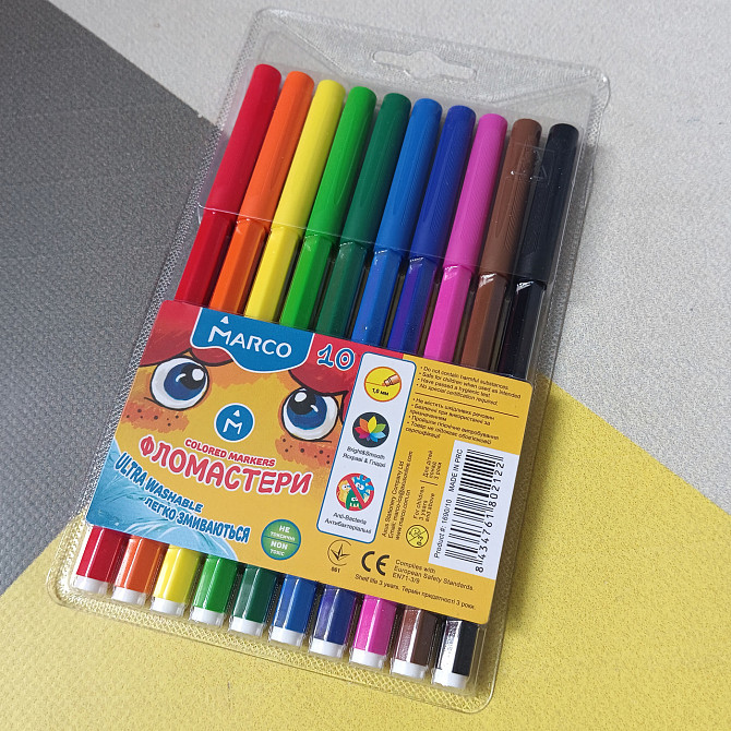 Фломастери Marco Super Washable 10 кольорів Київ - фото 2
