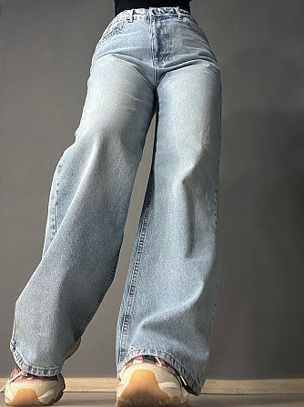 Джинсы женские Its Basic 2499-3 Wide Leg jeans с высокой талией широкие ровные от бедра с выточками  Одесса - изображение 10