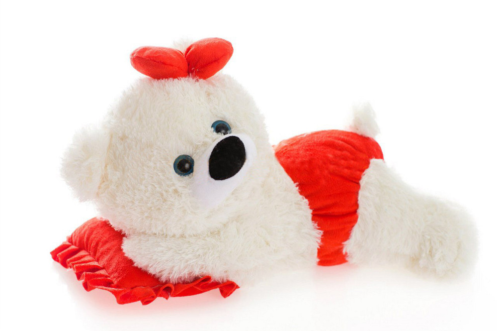 Алина Плюшевая мишка Малышка 45 см Бело-красный Киев - изображение 1