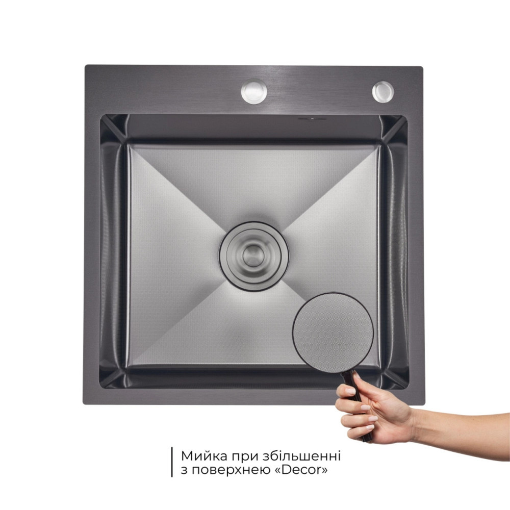 Комплект Lidz Handmade H5050HB Мойка для кухни интегрированная Decor Black PVD Honeycomb в комплекте с дозатором+Lidz LIDZK01B Киев - изображение 4