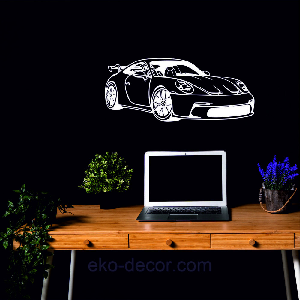 Декоративне настінне Панно «Авто Порш», Декор на стіну 90*38 см, Білий Київ - фото 3