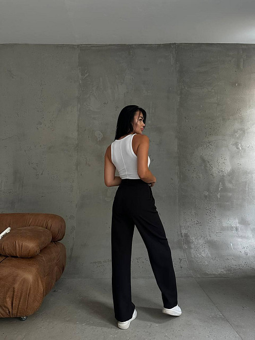 Жіночі базові штани палаццо костюмка Чорний, 42/44 Одеса - фото 6