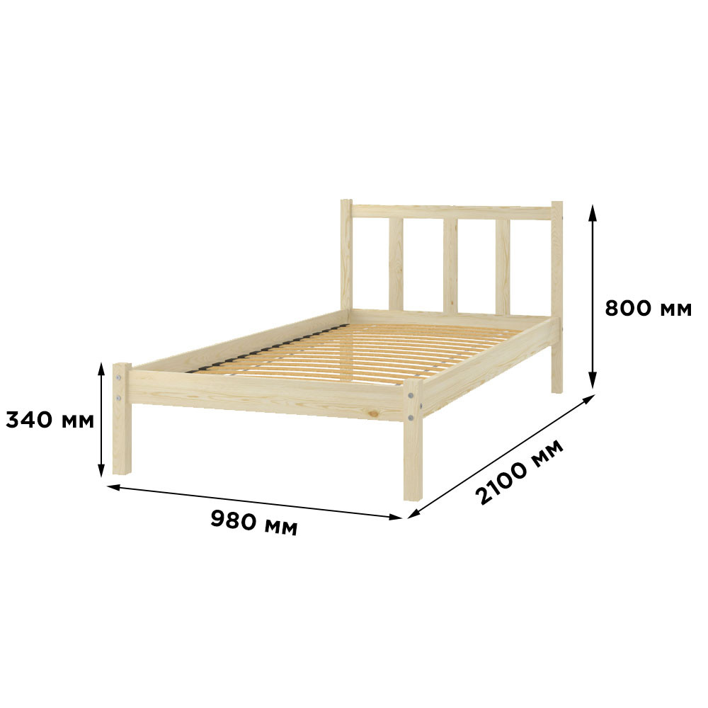 Односпальне дерев'яне ліжко Mebigrand MG02 Прозорий лак 90х200 см (MBG-21880) Дніпро - фото 5