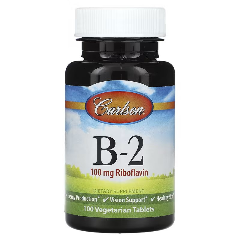 Вітамін В2 Carlson Vitamin B-2, 100 mg, 100 Vegetarian Tablets Луцьк - фото 1