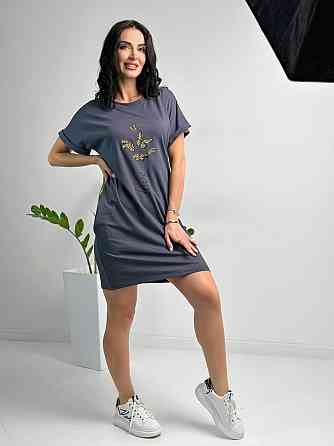 Літня сукня міні з принтом "Glide" оптом | Батал Графіт, 50-52 Київ