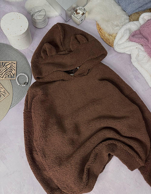 Женская теплая плюшевая худи с ушками турецкий мягкий мех Шоколад Одесса - изображение 10