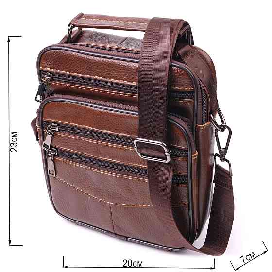 Стильная мужская сумка из натуральной кожи 21275 Vintage Коричневая Киев