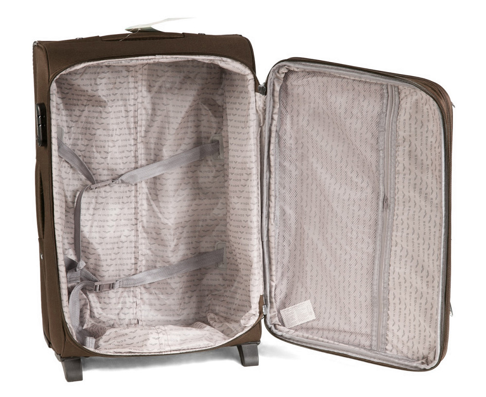 Валіза тканинна WINGS 1701 середня 64 см 2 колеса коричнева Київ - фото 5