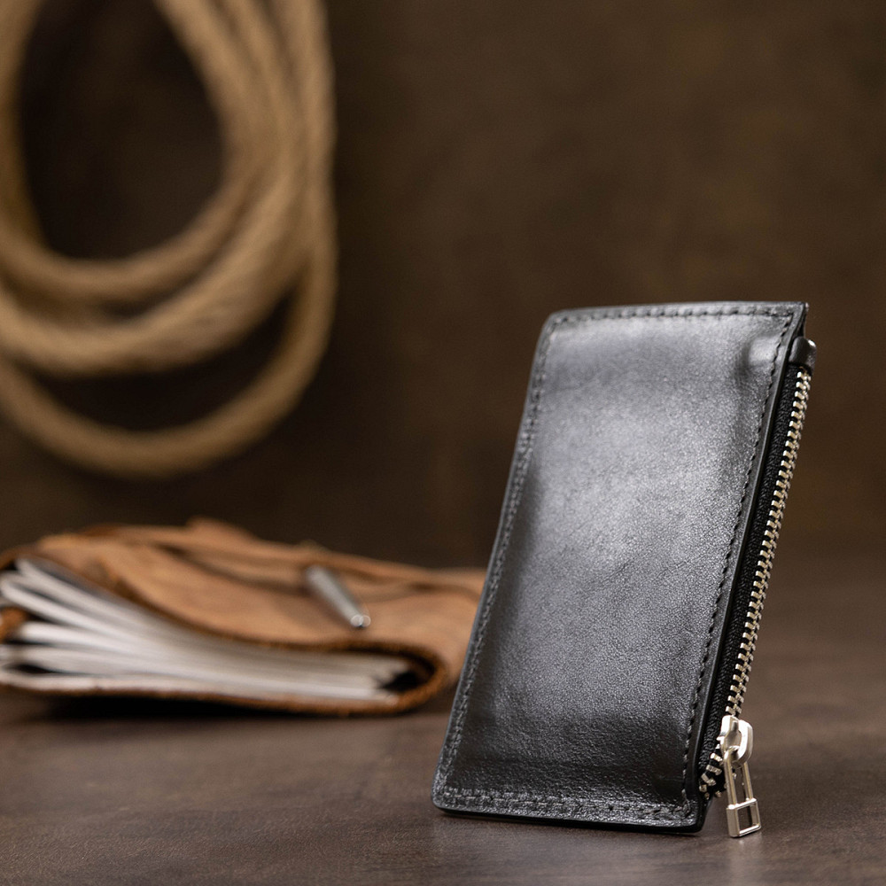 Кожаный небольшой картхолдер Черный (GRANDE PELLE) Киев - изображение 2