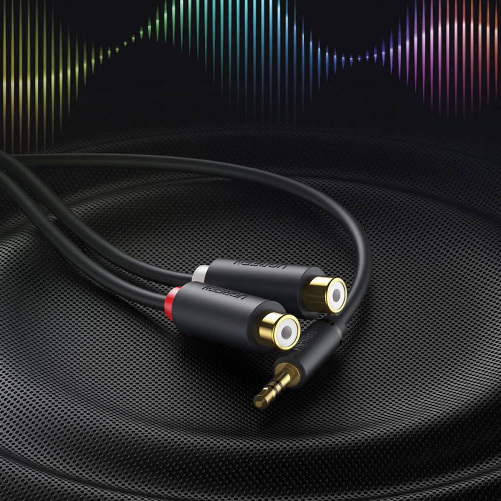 Аудіо кабель UGREEN AV109 3.5mm Male to 2RCA Female Cable 25cm (Gray)(UGR-10547) (UGR-10547) Київ - фото 4