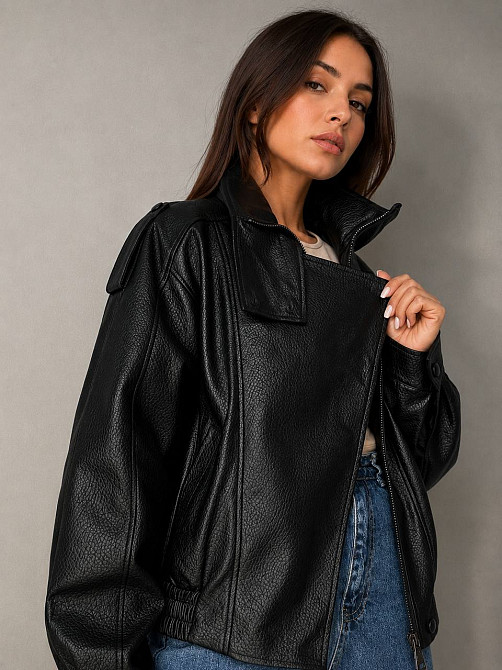 Куртка женская Lady Yep 30581 из экокожи косуха оверсайз черная, черный, S Киев - изображение 3