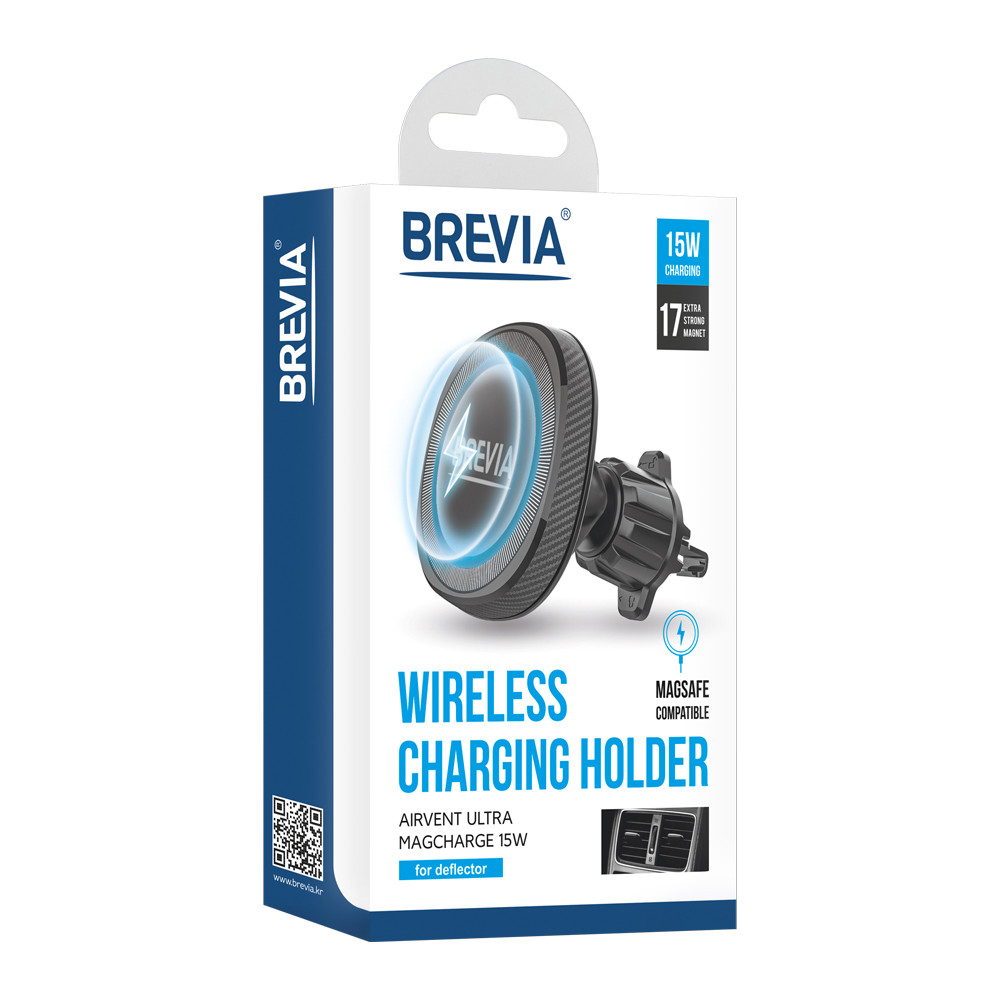Тримач телефону автомобільний Brevia AirVent Ultra MagCharge 15W з безпровідною зарядкою, на дефлектор Львів - фото 2