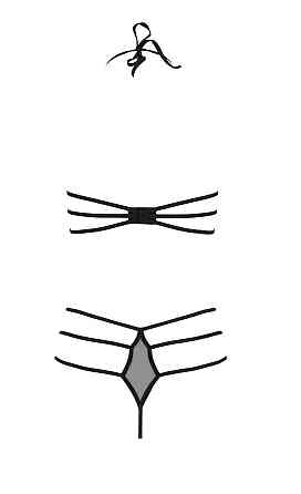 Комплект білизни із стреп-стрічками RITA SET WITH OPEN BRA black S/M - Passion Sex Aura Київ