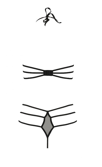 Комплект білизни із стреп-стрічками RITA SET WITH OPEN BRA black S/M - Passion Sex Aura Київ - фото 4