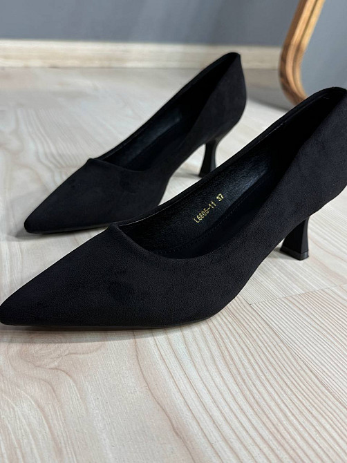 Туфлі жіночі Meideli 6605-11 човники на підборах екозамша чорні, 40, 25 см Київ - фото 6