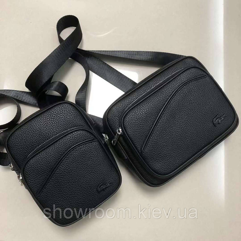 Мужская небольшая сумка через плечо Lacoste (4561) черная Киев - изображение 8