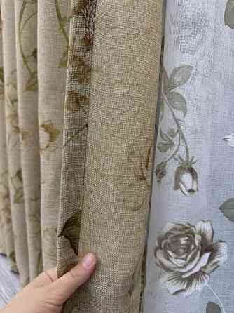 Комплект штор VR-Textil Льон Прованс 100х270 2шт і Тюль 400х270 2080ш-1267т Коричневий з білим 71-205/2 Київ