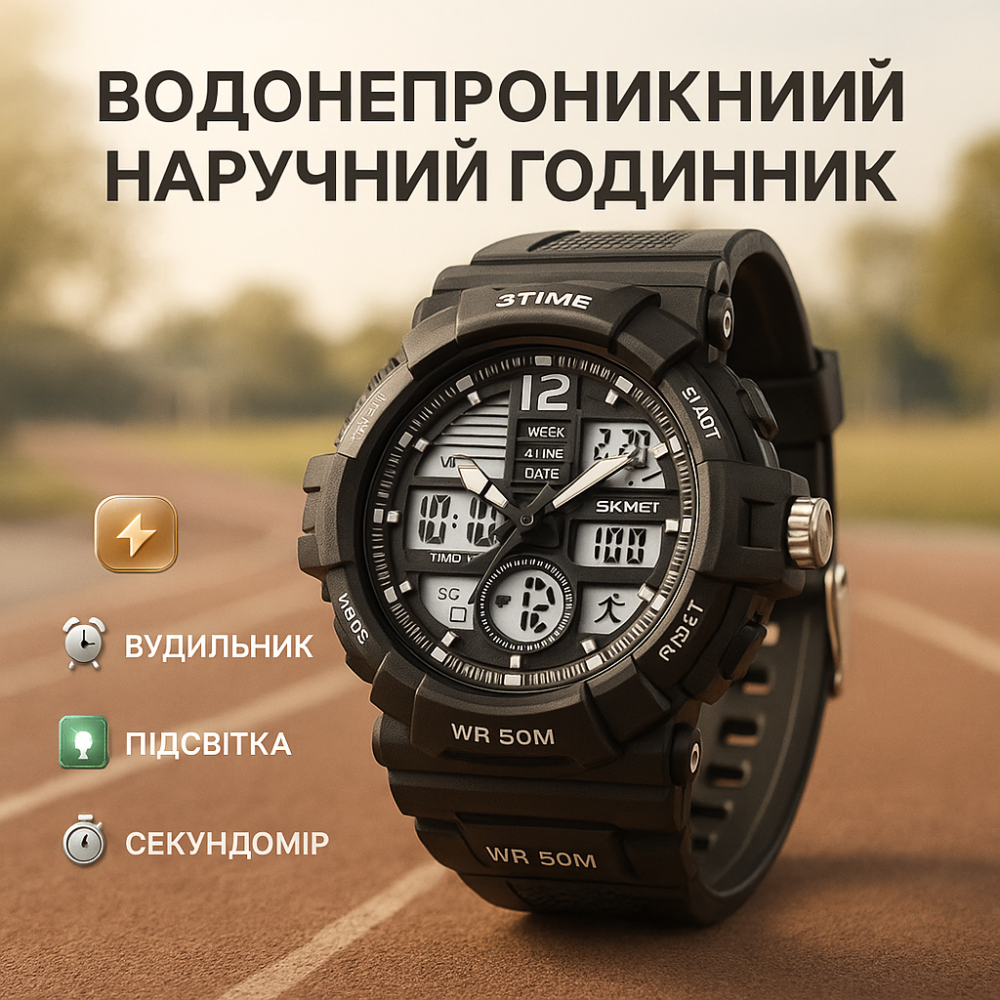 Военные часы с секундомером SKMEI 2354BK, Водонепроницаемые электронные часы Оригинальные мужские MJ-77 Львов - изображение 5