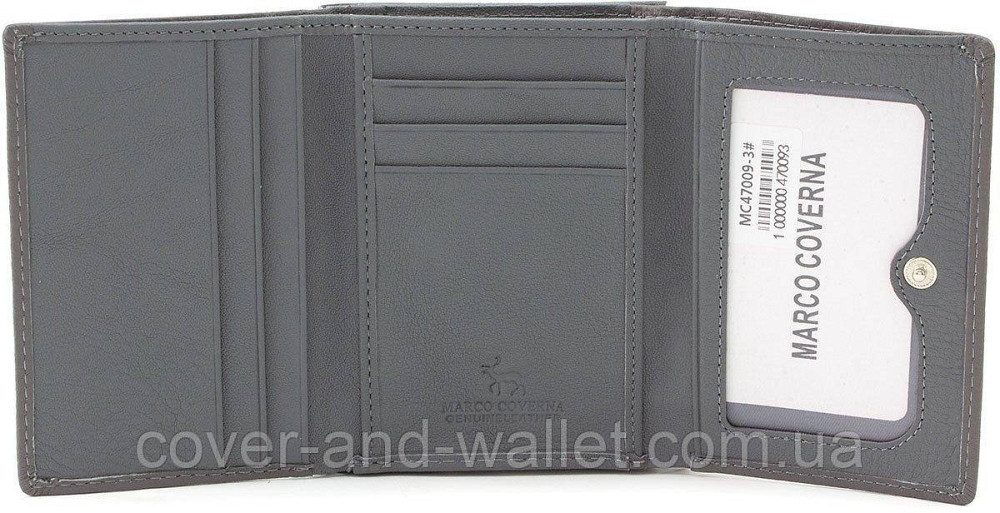 Маленький женский кожаный кошелек серого цвета с монетницей Marco Coverna Киев - изображение 3