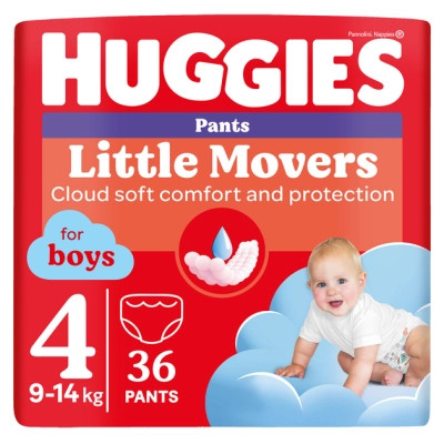 Подгузники Huggies Little Movers/Pants 4 Jumbo 9-14 кг для мальчиков 36 шт (5029053564265) Винница - изображение 1
