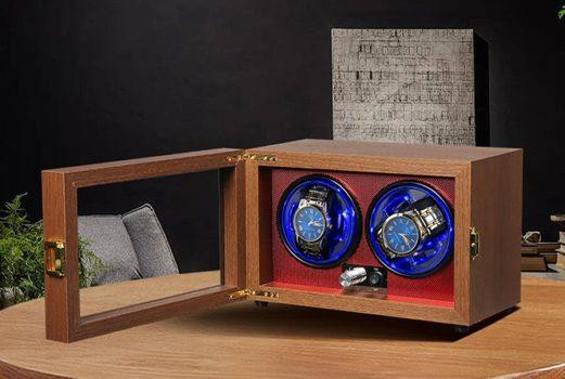 Шкатулка для автоподзавода часов / Виндер / Watch Winder / Ротомат Newaner 2 слота, деревянный корпус, тихий мотор, LED Киев - изображение 4