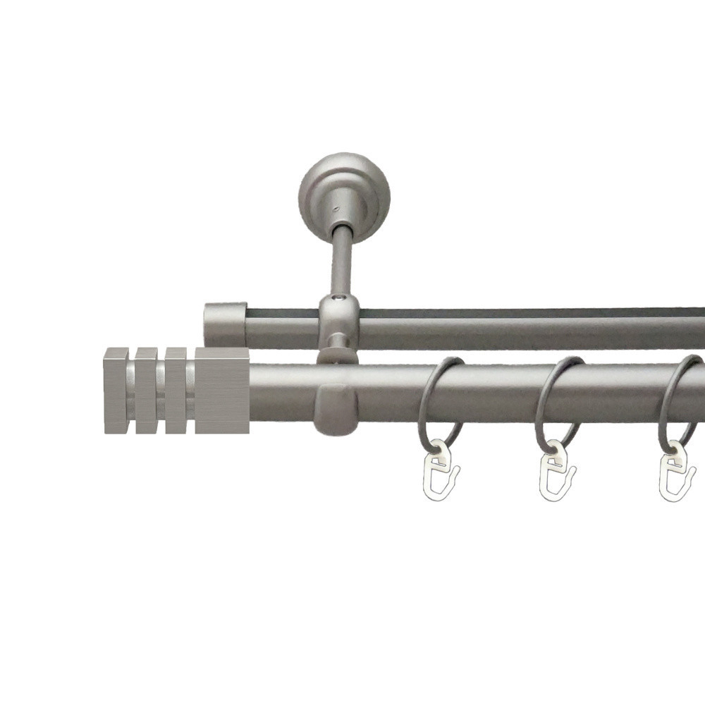 Карниз Orvit Акорда металевий дворядний опозитний гладка \ профільна труба кільце металеве Сатин 25\19 мм 300 см (00-00026128) Львів - фото 1