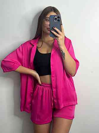 Жіночий костюм-двійка із сатину Фуксия M-L Харків