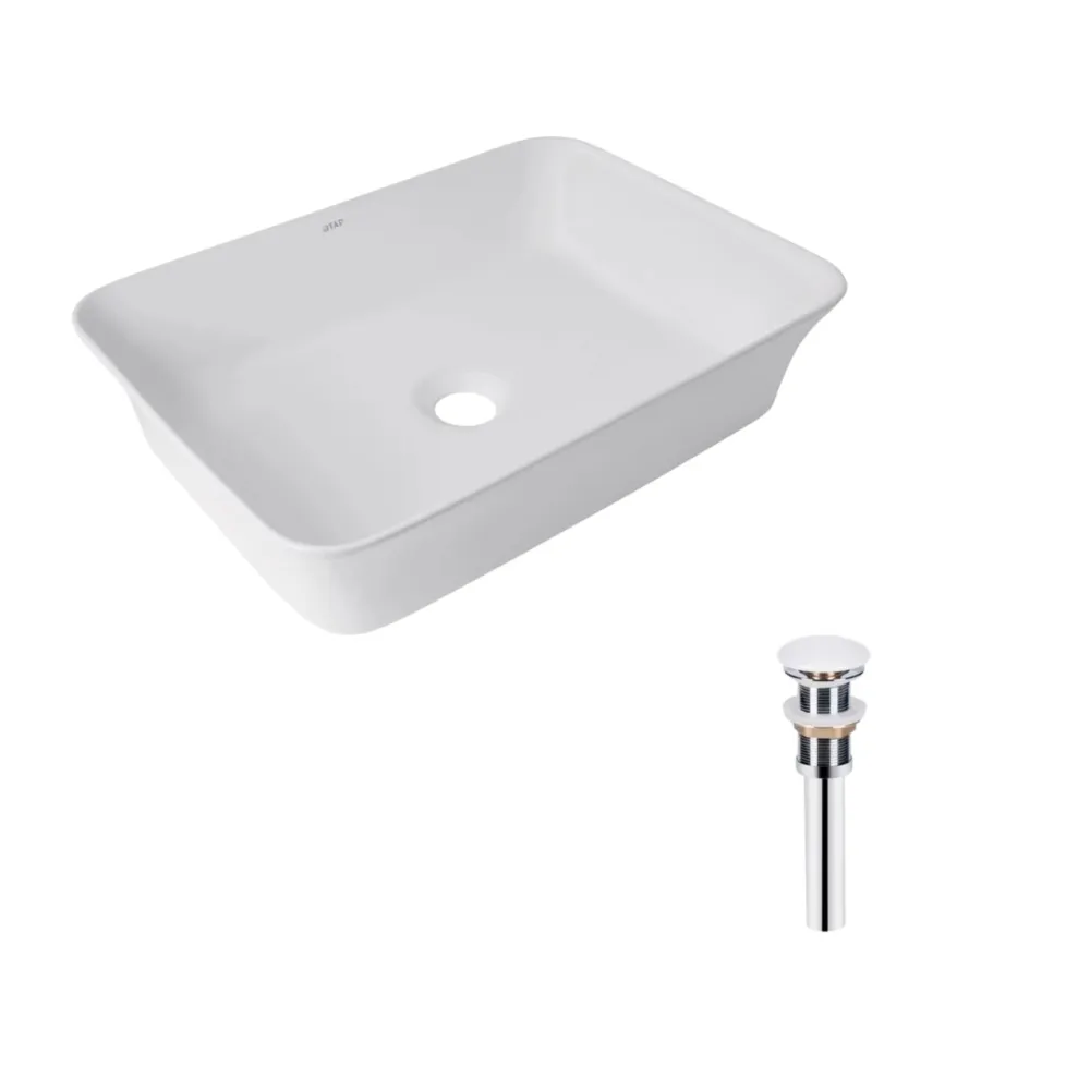 Комплект Qtap Virgo: Раковина накладная прямоугольная 490х350х110 мм White + Донный клапан PU02 Киев - изображение 7