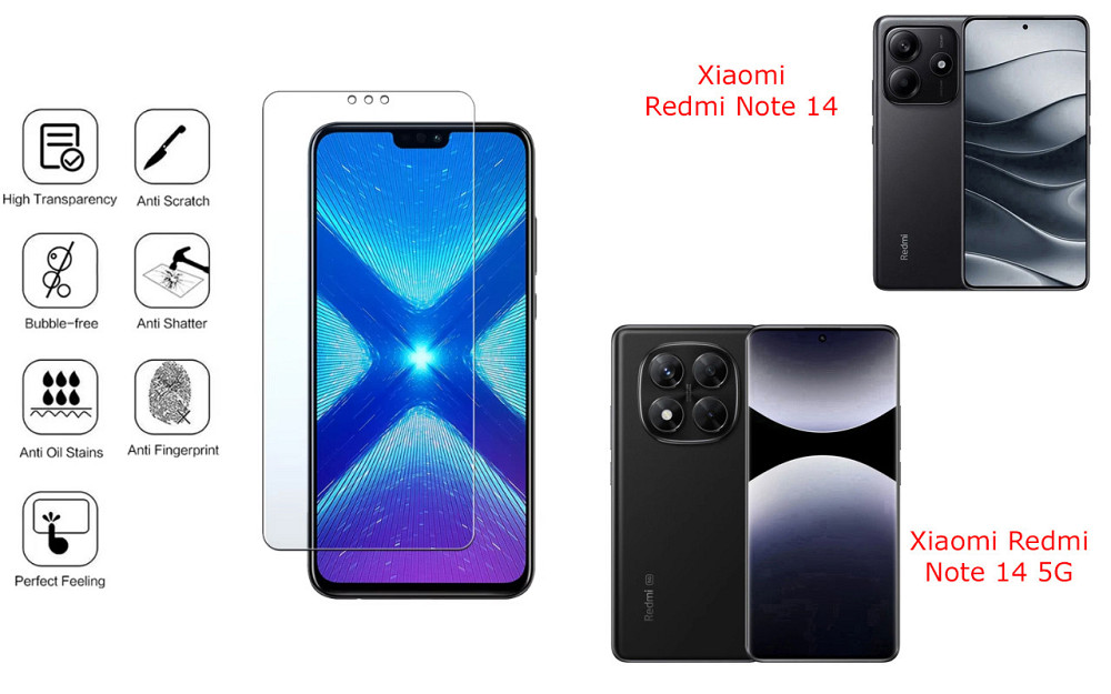 Захисне скло NeoGlass для Xiaomi Redmi Note 14, Note 14 5G – надпрозоре та стійке Київ - фото 4