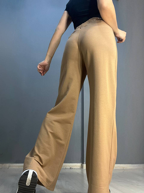 Брюки женские MY CITY 8286 широкие клеш от бедра шов стрелка впереди высокая посадка капучино, капучино, SM Киев - изображение 18
