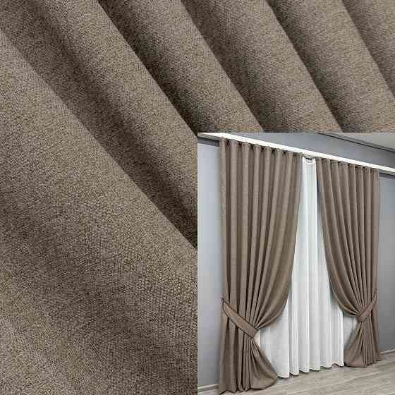 Комплект готових штор VR-Textil Льон ELEMENTA № 1864ш Сіро-коричневий 150х290см 2 шт (33-0848) Київ