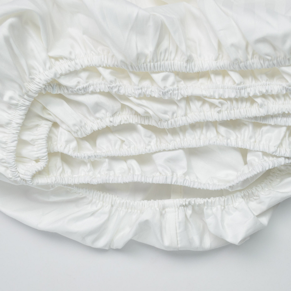 Простирадло на резинці півтораспальне страйп-сатин 100% бавовна 140х200х30см 125г/м2 (Білий) Суми - фото 4