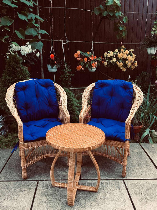 Крісла плетені з журнальним столом із лози | крісла плетені із лози | плетені столики крісла Київ - фото 5