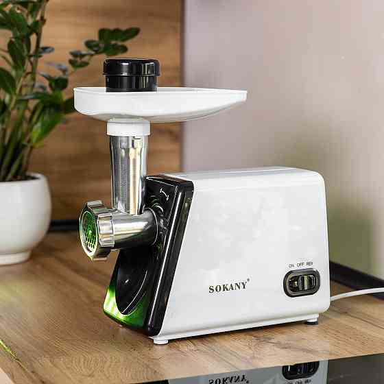 Электрическая мясорубка для фарша Sokany электромясорубка для дома мощная 2500 Вт с насадками Белая SK-312 Киев