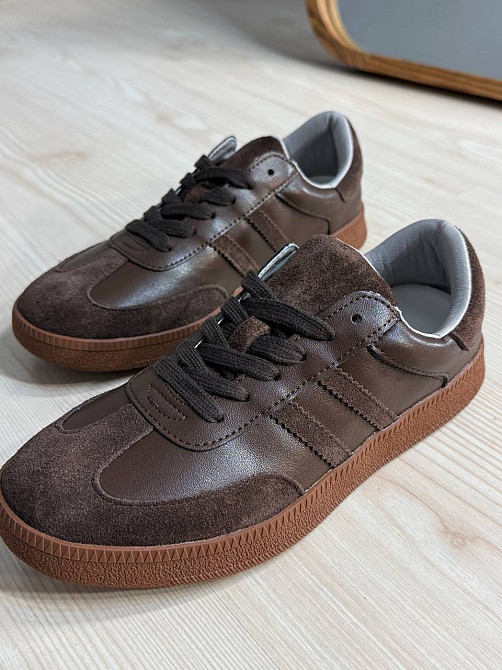 Кеды женские Hengji 8009-9 samba комбинированные кожа-замша коричневые, 38, 24,5 см Киев - изображение 11