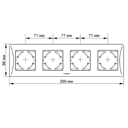 BINERA чорний графіт Рамка горизонтальна 4-а Videx Житомир - фото 3