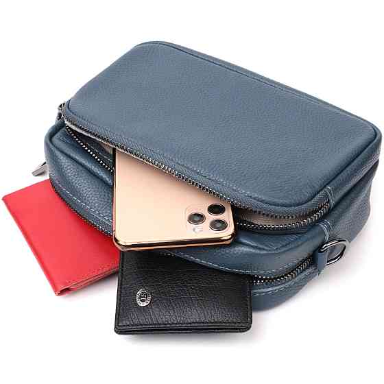 Интересная женская сумка кросс-боди из натуральной кожи Vintage 22297 Синяя Киев