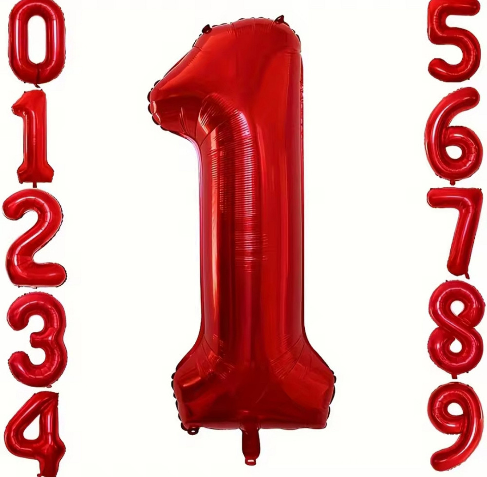 Цифра фольгована 1 червоний 32" 81 см Київ - фото 2