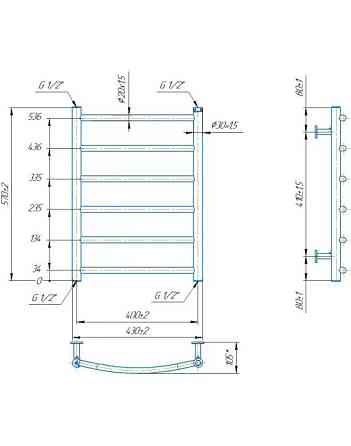 Водяной полотенцесушитель Mario INOX Классик 570х430/400 Киев