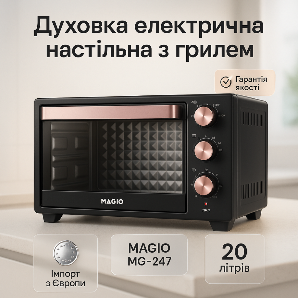 Якісні електродуховки MAGIO MG-247 1500 Вт, Електродуховка настільна з деком, Електричні печі для кафе WT-99 Львів - фото 7