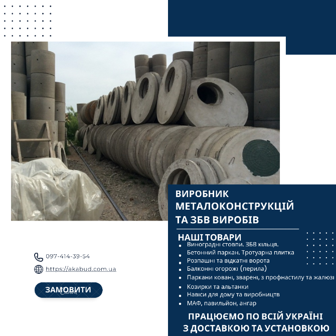 Бетонные заборы от производителя в Украине. Сбв кольца, дно, крышка Кривой Рог - изображение 3